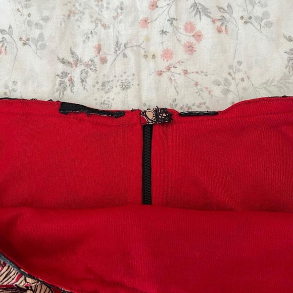 Mesh Y2k Vintage Euro Slip Skirt Roses with Black Lace Bow Tie Lined - Picture 5 of 8